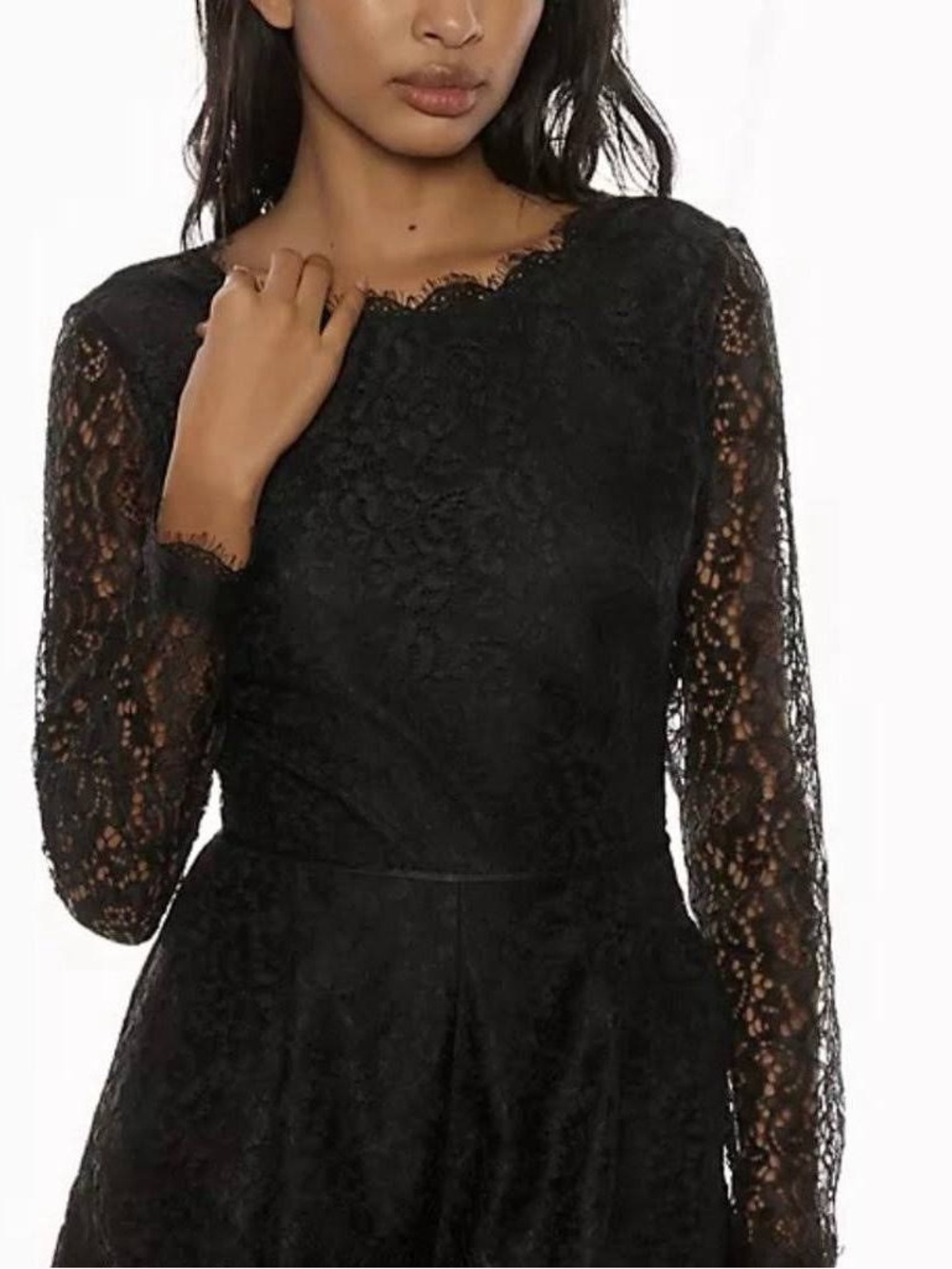 Anthropologie Black Lace Long-Sleeve Romper- Size 4- NWT